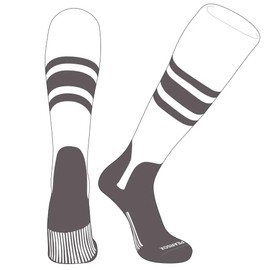 PEAR SOX OTC Baseball Softball Stirrup Socks (B, 5in) White, Graphite, Graphite, Graphite (L)