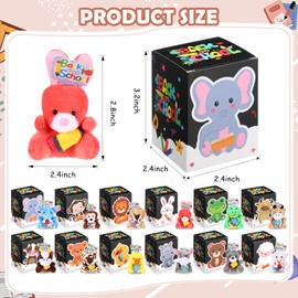 JellyArch 24 Set Mini Welcome Back to School Stuffed Animals Bulk with Gift Box Tiny First Day of School Plush Toys Small Stuffed Keychains for Exchange Gift Party Favors Supplies