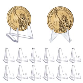 YUESIKJ Pack of 48 Acrylic Card Stands for Trading Cards Stand Coins Card Stand Card Stand Plastic Easels for Displaying Coins, Pocket Watches, Medals