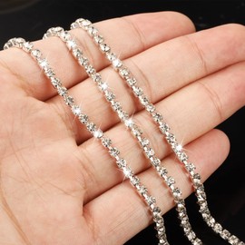 10 Yard Crystal Rhinestone Chain for Crafts Fringe Trim Diamond Jewellery Making Craft (Silver)
