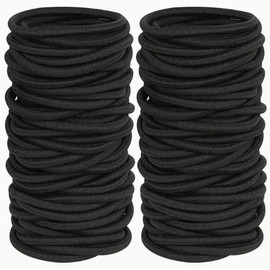 Seeotwo Black Elastic Hair Ties Premium No Damage Ouchless Rubber Bands Stretchable Non-Slip 2MM for Medium Thick Thin Hair, Pain-Free Ponytail Holders, Scrunchy, Women, Men, Girls (Black, 40)