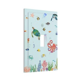 Xuejiaku Light Switch Cover Cartoon Underwater Sea Animal Ocean Sea Turtle 1 Gang Wall Plate Cover Single Toggle Outlet Covers Decorative Switchplate Electrical Faceplate for Bathroom Nursery Decor