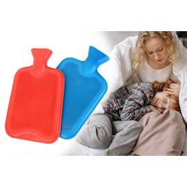 2x Wärmflasche 2L, Heizflasche, Wärmetherapie, Bettflasche Rot Blau ohne Bezug, Naturkautschuk, gegen Bauchschmerzen Rückenschmerzen Menstruationsbeschwerden (1x Rot 1x Blau)