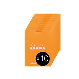 Rhodia 12558C Pack of 10 Notepads No. 12, 8.5 x 12 cm, 80 Sheets, Dot Lining, 80 g, Orange, 1 Pack