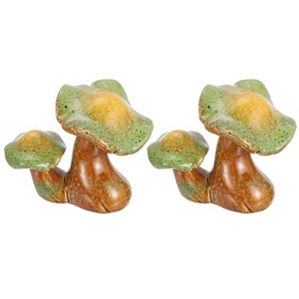 sourcing map 2 Pcs Toilet Bolt Covers, Ceramics Toilet Bolt Caps Mushroom Decor Covers Cute Mushroom Toilet Screw Cover Caps for Decor Bathroom 4.33"x2.76"x3.62"(L*W*H), Yellow-Green