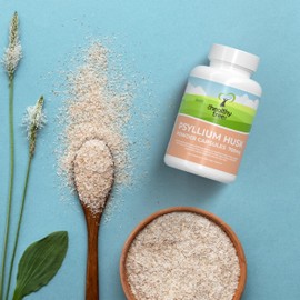 Psyllium Husks Capsules Fibre Supplement 1400mg - 180 Vegan Tablets High in Soluble Fibre - TheHealthyTree Company Pure Psyllium Husk Powder Capsules