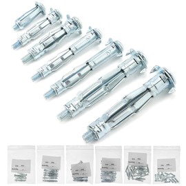 QWORK® 68-Piece Heavy Duty Hollow Wall Fixings for Plasterboard, M8/M11/M13, Zinc Plated Steel, for Drywall and Plasterboard