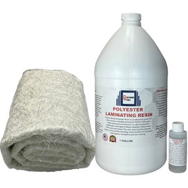 Polymer World- 1 Gal Polyester Resin with Rolled 1.5x50x5 Yard Chopped Strand Mat, Fiberglass Kit for Boats, Cars, Surfboard, RV Canoes, Jetski,Watercraft, with MEKP