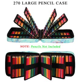 JAKAGO Large Pencil Case XXL with 270 Slots for Pencil Storage, Waterproof Pencil Bag for Watercolour Pencils & Markers & Gel Pens, M-GREEN, pencil case