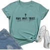 Women Pray Wait Trust Soft Sleeveless Crew Neck Cute Graphic