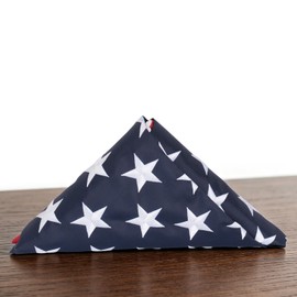 Folded American Flag 100% Cotton 3x5 ft for Military Funeral, Pre-Folded Burial Triangle Memorial Size Flag 3ft by 5ft Honoring US USA Flag for for Veteran Memorial & Patriotic Display