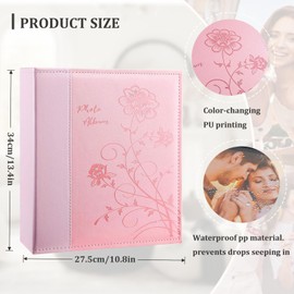 Artmag Artmag Photo Album 4x6 400 Pockets, Leather Cover Photo Albums Holds 400 Vertical Pictures for Family Anniversary Baby (Pink)
