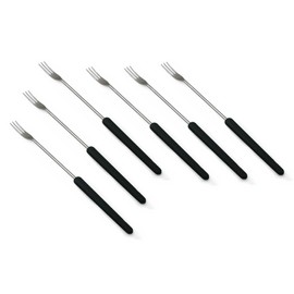 Swissmar F79203 Käse-Fondue Gabeln Set 6-teiliges, Edelstahl, Schwarz, 27cm, Hitzebeständiger Griff, Geschenkset