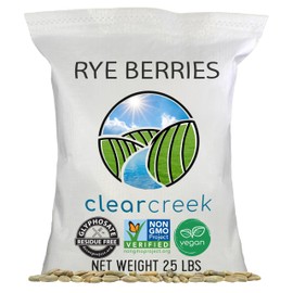 CLEAR CREEK Certified Glyphosate Residue Free Rye Berries | 25 lb | Non-GMO Project Verified | North American Grown