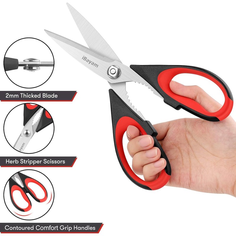 iBayam 3-Pack 8.5"Kitchen Scissors All Purpose Heavy Duty with Protective