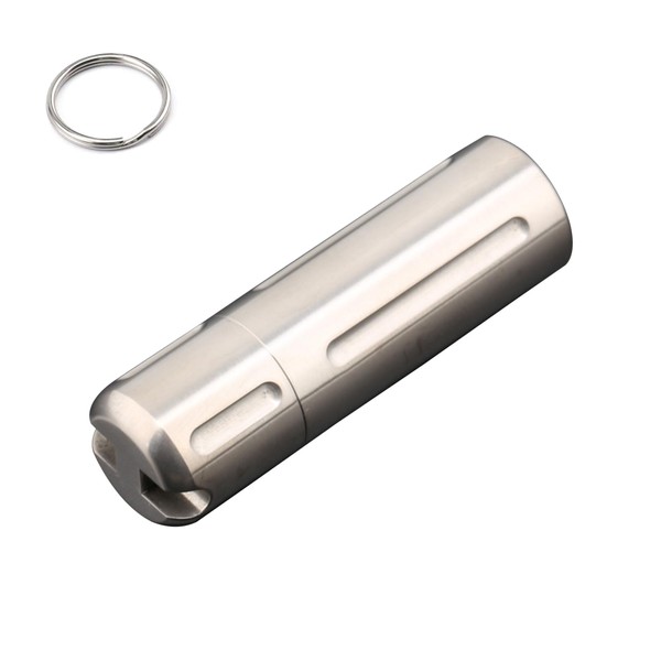 Pill Holder Keychain,Titanium Waterproof Single Pill Box Container,Portable Small Pill