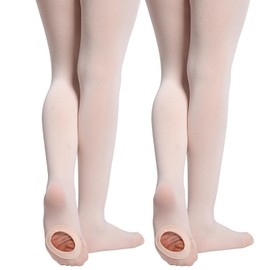 MANZI 2 Paris Convertible Ballet Tights for Girls Professional Transition Toddler Dance Stockings Ultra-Soft Ballet Pink 7-10 Years Medium