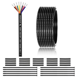 18 Gauge 8 Conductor Electrical Wire 50FT, UL 2464 18 AWG 8 Wire Cable Tinned Copper Stranded 18/8 Way Wire for Automotive Trailer Wire, Lighting, Solar Panel Cable, Extension Cable, Speaker etc.