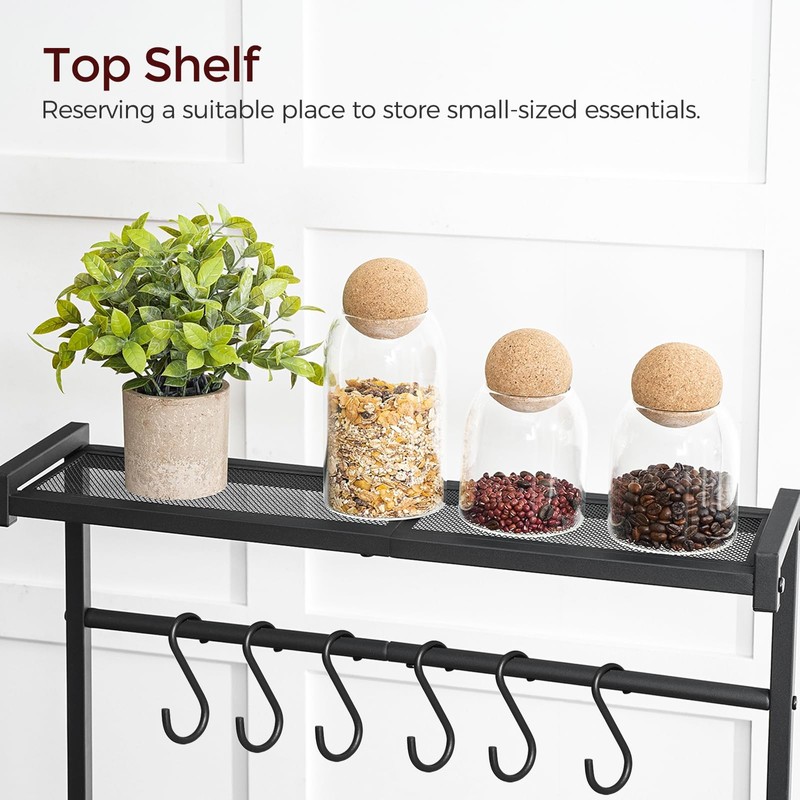 MAHANCRIS Bakers Rack with Power Outlet, Kitchen Storage Shelf with