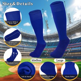 KEUKORZ Blue Baseball Socks and Belt Set for Adult Long Baseball Socks Men Strenchy Softball Belt