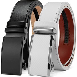 DOOPAI Men's Ratchet Leather Belt Set - 2 Pack Sliding Belt Adjustable For Gift Mens Dress Casual 1 3/8",Cut for Fit