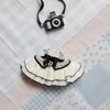 Handmade Doll Clothing Set, White Ruffled Dress with Black Bow,