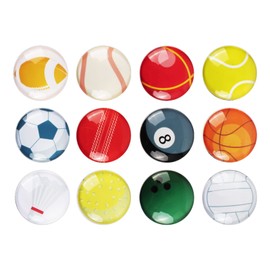 Glass Strong Ball Refrigerator Magnets,12 Pack Sports Baskertball Magnetic Fridge Stickers,Whiteboard Cabinet Locker Dishwasher Magnets for Kitchen Office Classroom Supplies (Ball Refrigerator Magnet)
