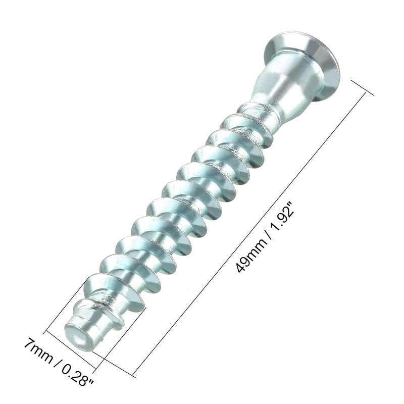 25Pcs Silver Confirmat Screws,M7 x 50mm, Hex Socket Drive Countersunk