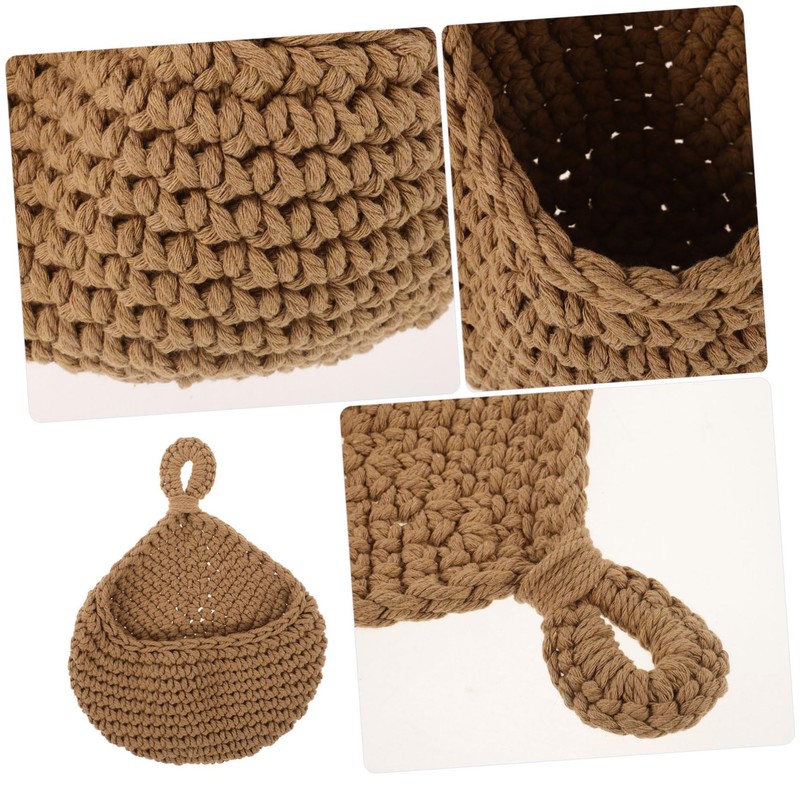 LABRIMP Jute Rope Hanging Basket Fruit Storage Wall-mounted Vegetable Organizer