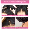 Kinky Curly Half Wig Human Hair 200 Density Glueless Wear