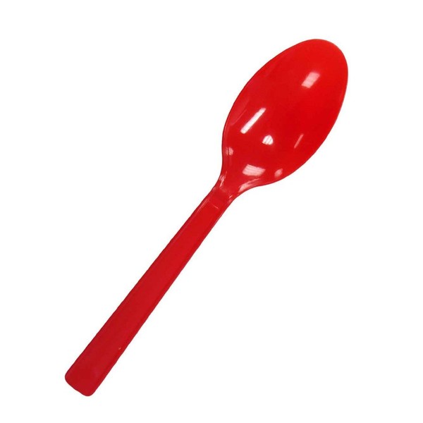 Party Essentials 400 Count Hard Plastic Spoons Available in 8 Colors, Red