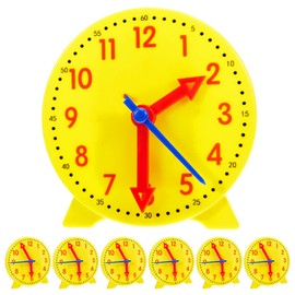 Henoyso 6 Pcs Teaching Clock for Kids to Learning Telling Time, Mini Geared Student Clock Plastic Teaching Clock for Student Develops Time and Early Math Skills, Back to School Gift, 4 Inch