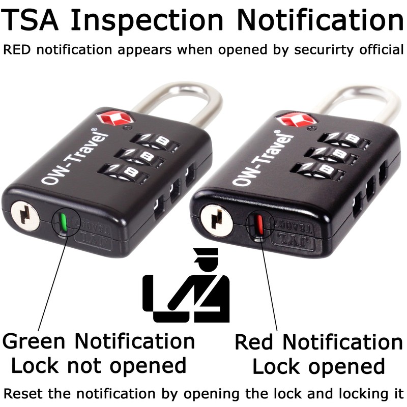TSA Approved Luggage Locks Suitcase Locks with Indicator Open Alert