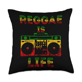 Reggae Is Life Music Boombox Rastafari Roots Rasta Lover Throw Pillow