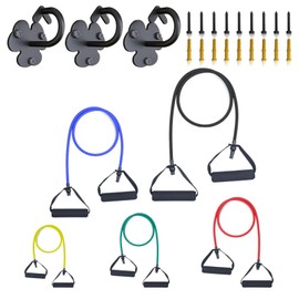 CHEKUGOU Resistance Bands for Working Out,Figure 8 Resistance Bands with Handles for Women Men Workout Wall Mount Anchors,Stretch Bands for Exercise,Resistance Training, Physical Therapy, Fitness