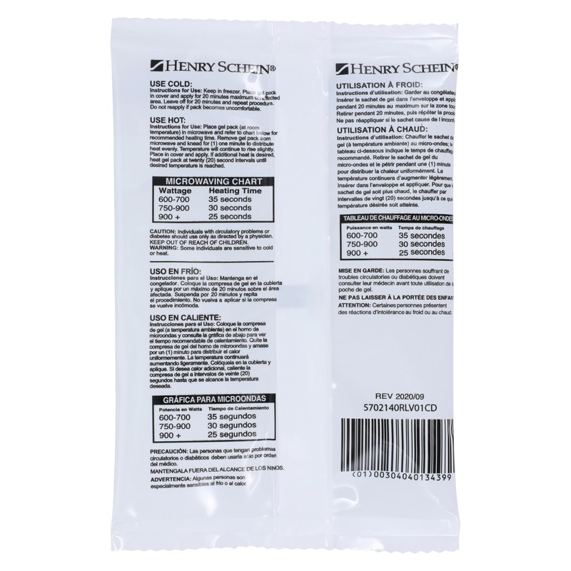 Henry Schein Reusable Hot and Cold Gel Packs, 4" x