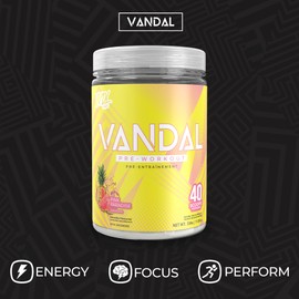 Vandal Pre Workout Powder for Men & Women | Safe Energy Supplement, Nootropic, Endurance, Nitric Oxide | No Crash or Tingles | L Citrulline, Taurine, Adaptogens, Tyrosine | No Sugar - Pink Paradise - 40 Servings