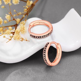 Viking Creole Earrings Men's Silver 925 Viking Earrings Gold Women's Folding Viking Runes Hoop Earrings Viking Earrings Jewellery for Men Women, Sterling Silver, No Gemstone