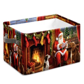 H-Quenby Christmas Basket-Perfect Laundry Basket Storage Bin for Bathroom, Laundry, Baby Nursery Clothes, Linen Closet, Kitchen Pantry and Gingerbread Christmas Décor 16×12×8 Inch