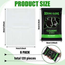 Threlaco 6 Pack 120 Count Boxing Glove Deodorizer Wipes Quick Clean and Irritant Free Resealable Convenient Boxing Glove Cleaning Wipes