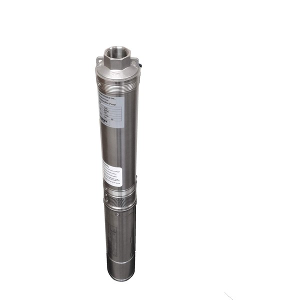 Hallmark Industries MA0414X-7A Deep Well Submersible Pump, 1 hp, 230V, 60 Hz, 30 GPM, 207' Head, Stainless Steel, 4"