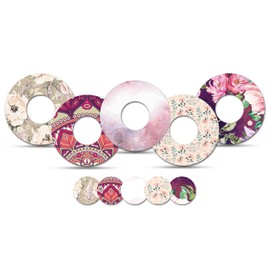 Dex Styles Blooming Flowers - Adhesive Patch for Libre 2 Sensor, Watertight, Freestyle Libre Transmitter, Peel Resistant, Hypoallergenic, Freestyle Libre 2 Sensor Cartoons Pack of 5(Freestyle Libre)