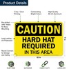 Caution Hard Hat Area Sign, 10x7 Inches, Rust Free .040