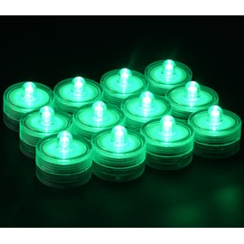 KOABY 12 Pack Submersible LED Lights, Waterproof Tea Lights Flameless Submersible Lights for Decoration (Green Light, 12 Pack)