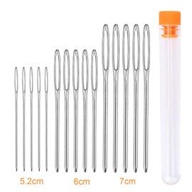 Jaimela Pack of 15 Darning Needles, Large Eye, Sewing Needles Set, 5.2 cm, 6 cm, 7 cm, Steel Sewing Needles for Thick Wool with 1 Storage Tube