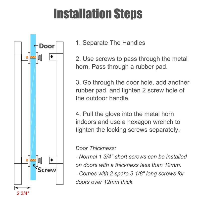 LVYIHAN Titanium Gold Square Barn Door Handles 12"/24"/36"/48"/59'', Pull Push