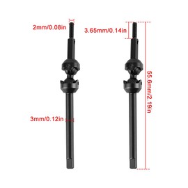 DashRC Steel SCX24 Front Axle Drive Shafts, Isokinetic 3-Section CVD, 52° Max Steering Angle, +5.5mm Widened for Axial SCX24 1/24 RC Crawler Upgrade,2PC