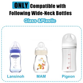 6 PCS Travel Bottle Caps Compatible with Lansinoh Bottles, Bottle Lids Replacement with Sealing Ring Compatible with MAM Wide-Mouth Baby Bottles, Leak-Proof and Non-Slip Caps for Pigeon Bottles