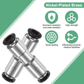 M METERXITY 2-Pack 6/25 Inch OD Tube Push to Connect One Way Check Valve Nickel Plated Brass & Plastic Inline Air Pneumatic Check Valve for Air/Gas [Black]