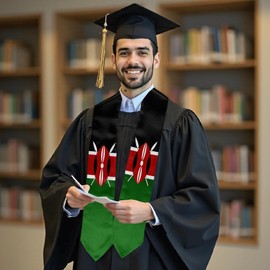 BMHHTM Kenya Flag Graduation Stole, Kenyan Flag Graduation Sash for Graduate, Graduation Gift 72" Long